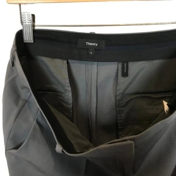 Theory Womens Size 10 10x25 Dark Gray Treeca 2 Stretch Wool Crop Suit Pants - Picture 4 of 9
